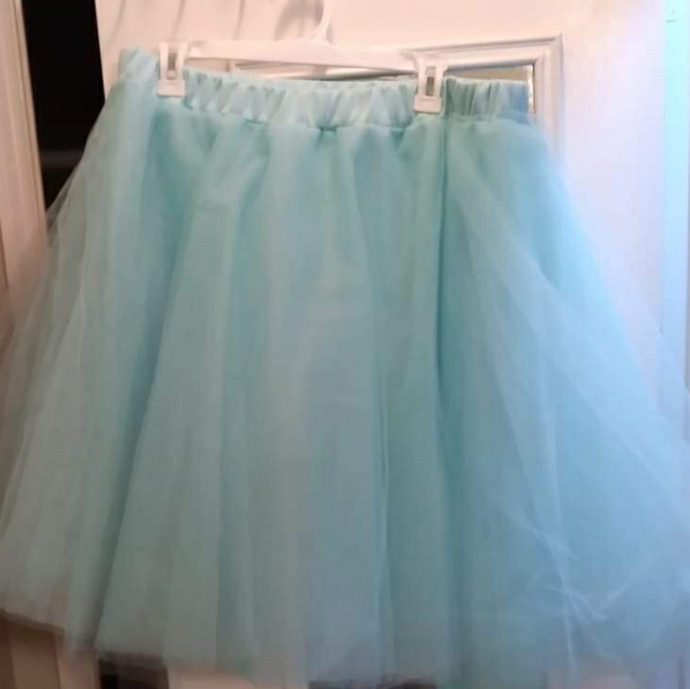 Plus size aqua tulle skirt